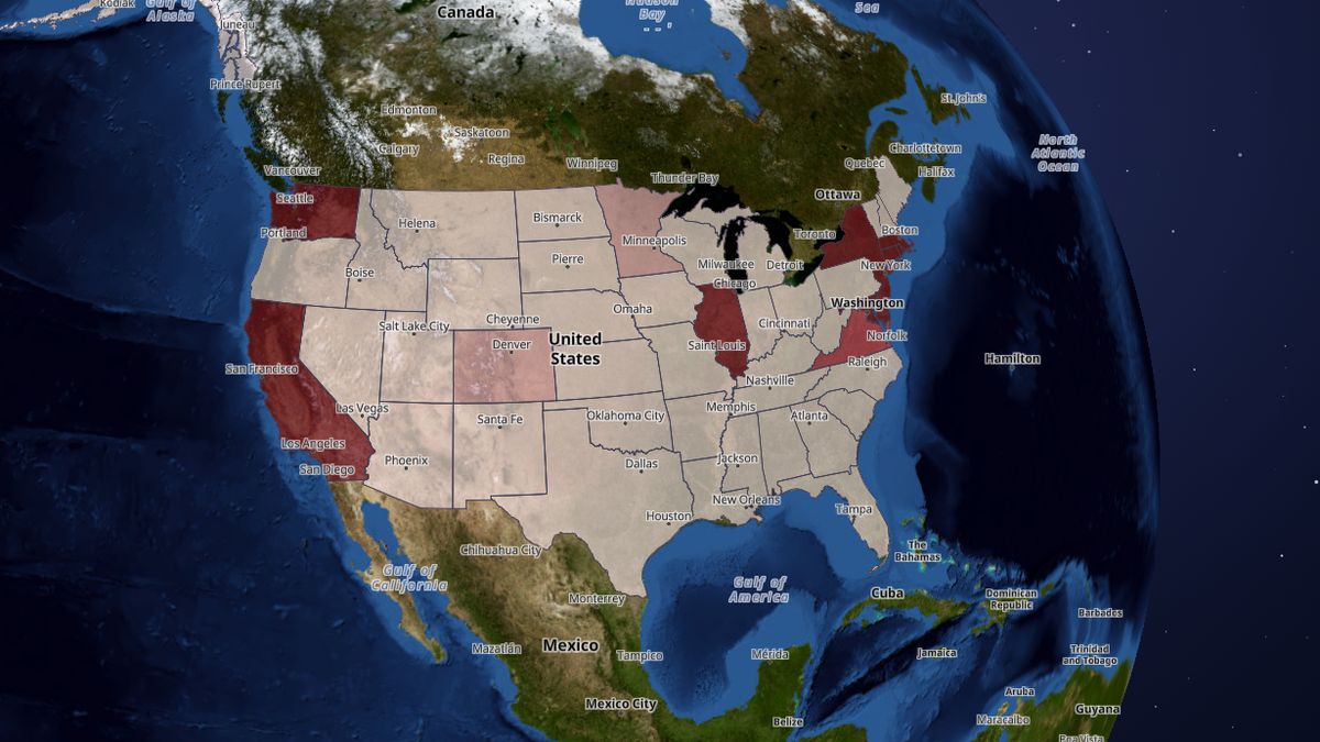 Assault weapons ban on the Map the Block map of the United States