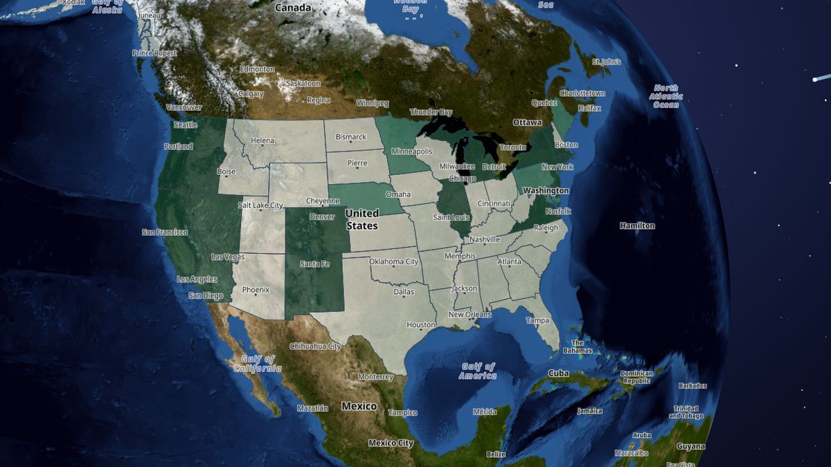 Background checks on private sales on the Map the Block map of the United States