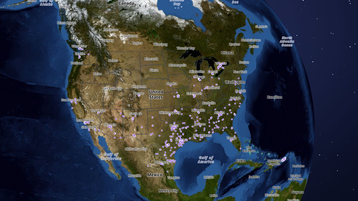 Church's Chicken on the Map the Block map of the United States
