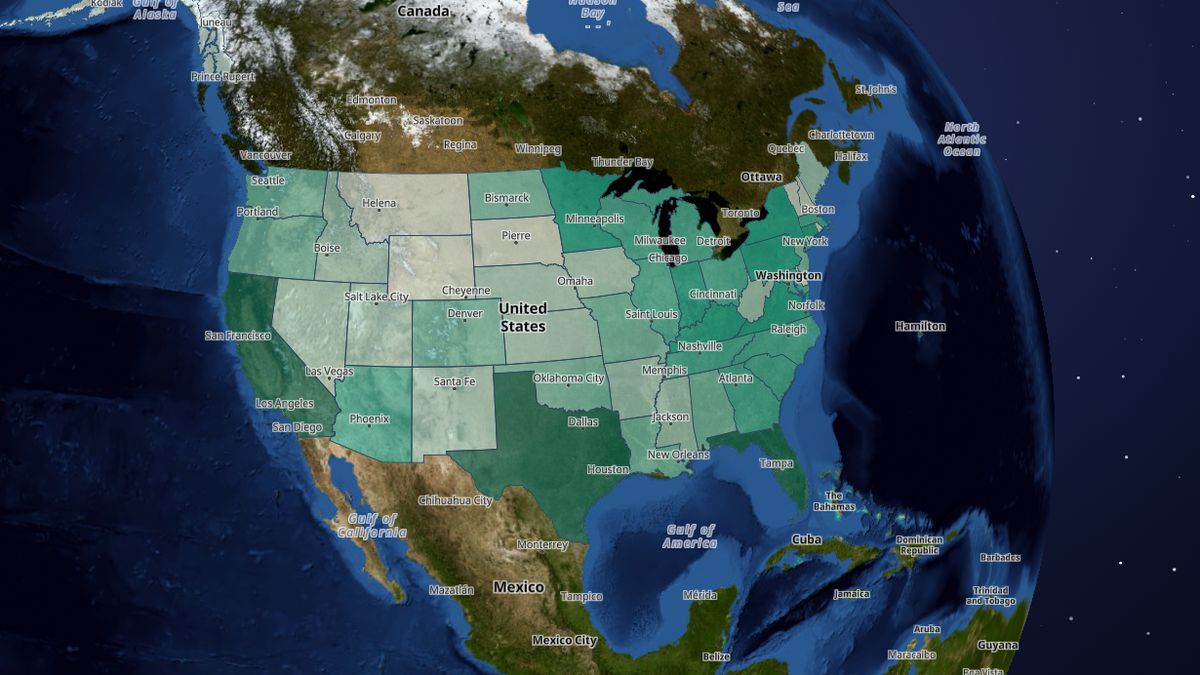 All federal spending in state (FY2025) on the Map the Block map of the United States