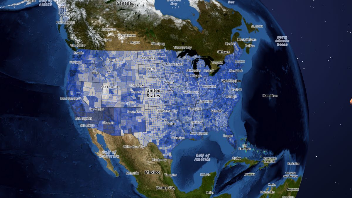 Flood risk on the Map the Block map of the United States