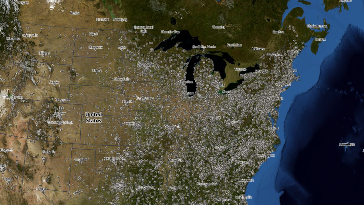 Gun shops on the Map the Block map of the United States