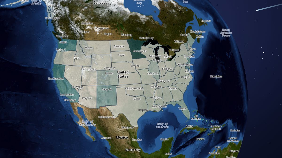 Waiting period on the Map the Block map of the United States