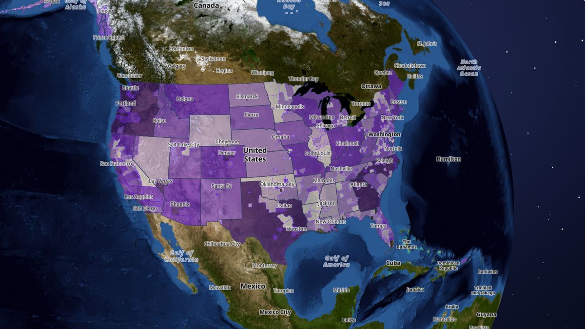 Homelessness (HUD count) on the Map the Block map of the United States