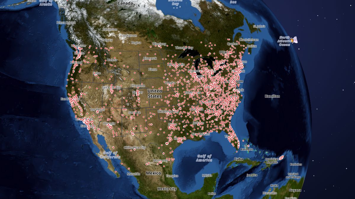 KFC on the Map the Block map of the United States