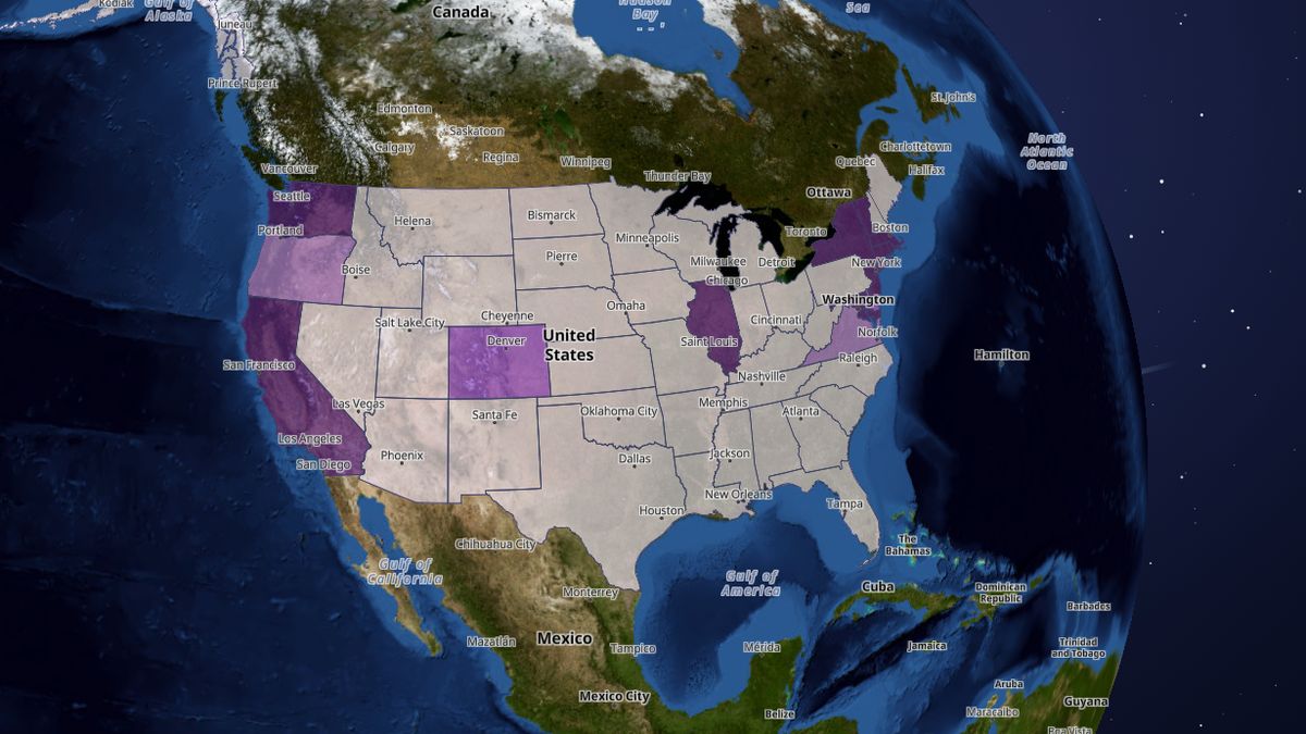 Magazine limit on the Map the Block map of the United States