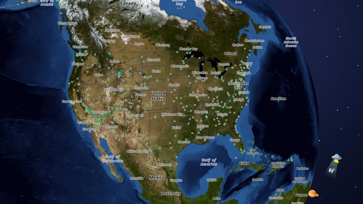 Park Service sites (points) on the Map the Block map of the United States
