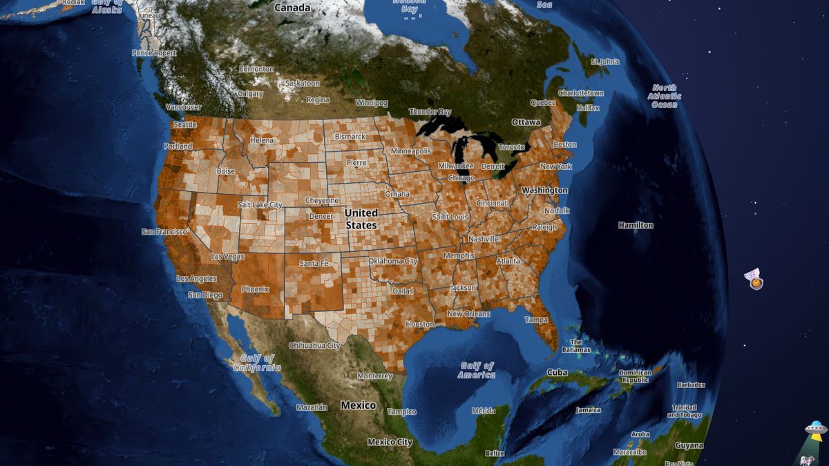 Natural hazard risk (FEMA) on the Map the Block map of the United States