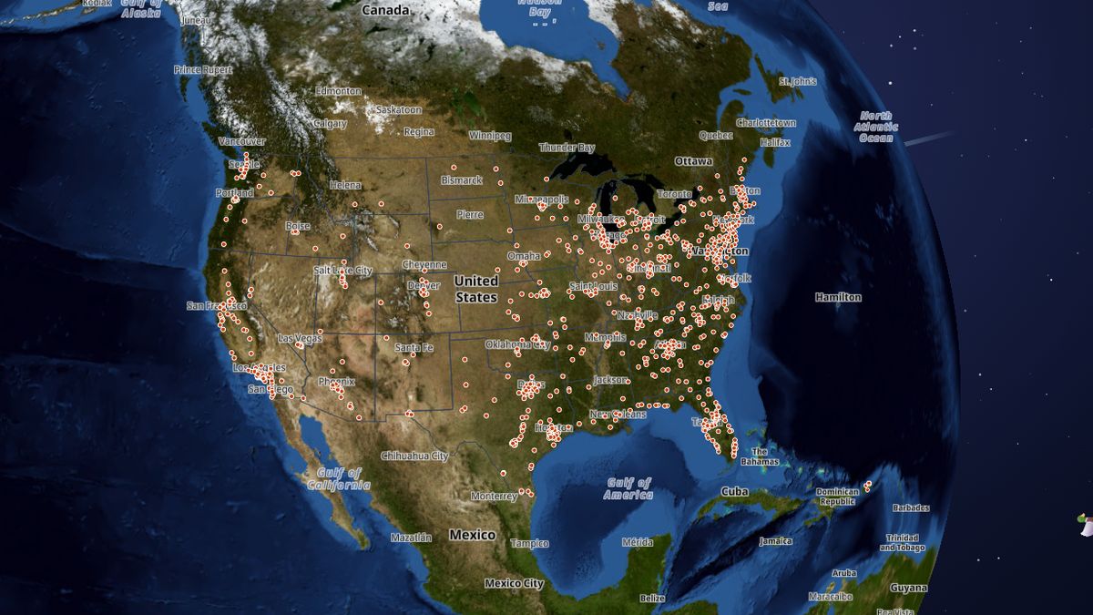 Olive Garden on the Map the Block map of the United States