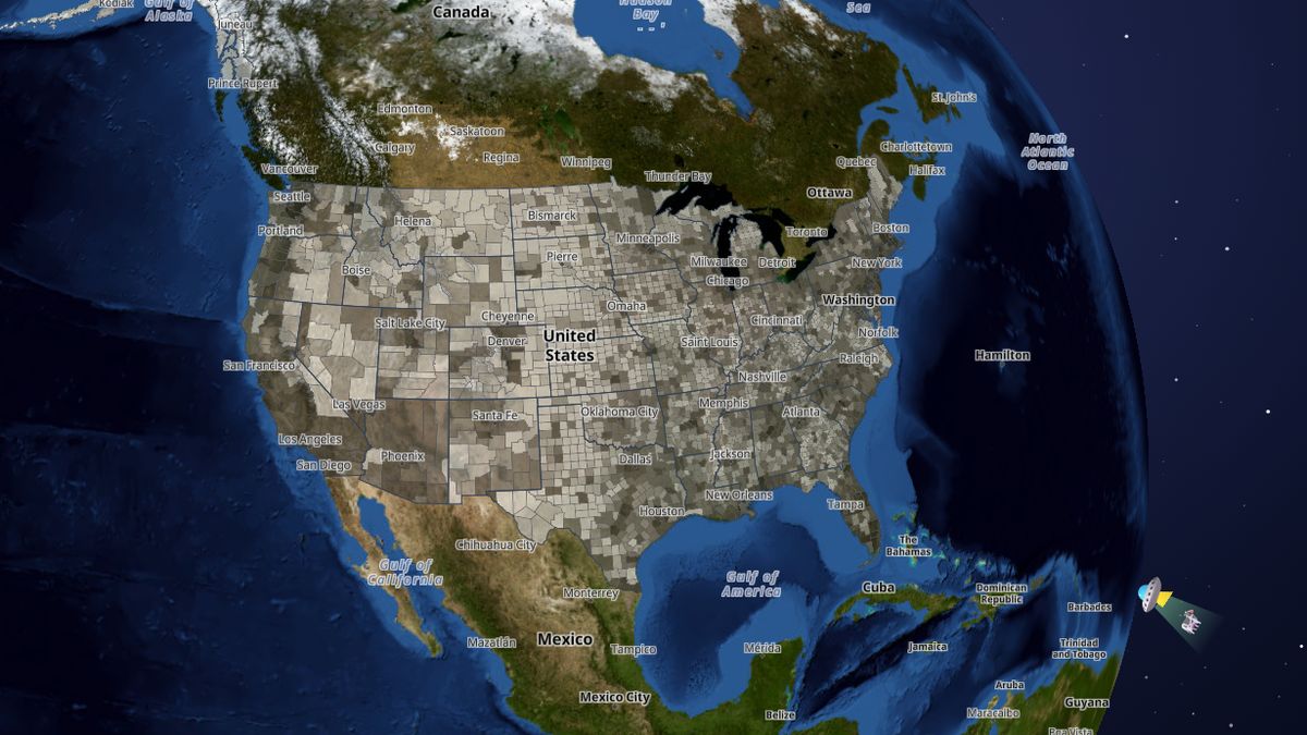 Religious adherents by county (all faiths) on the Map the Block map of the United States