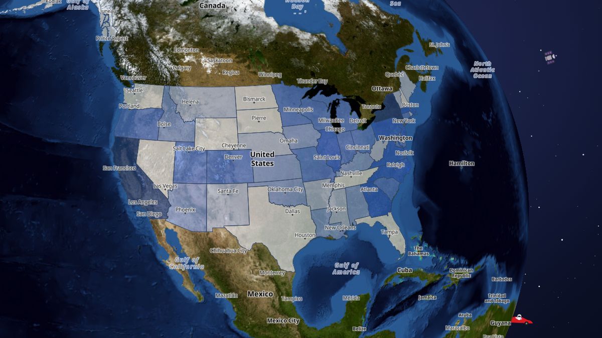 State income tax collected (FY2025) on the Map the Block map of the United States