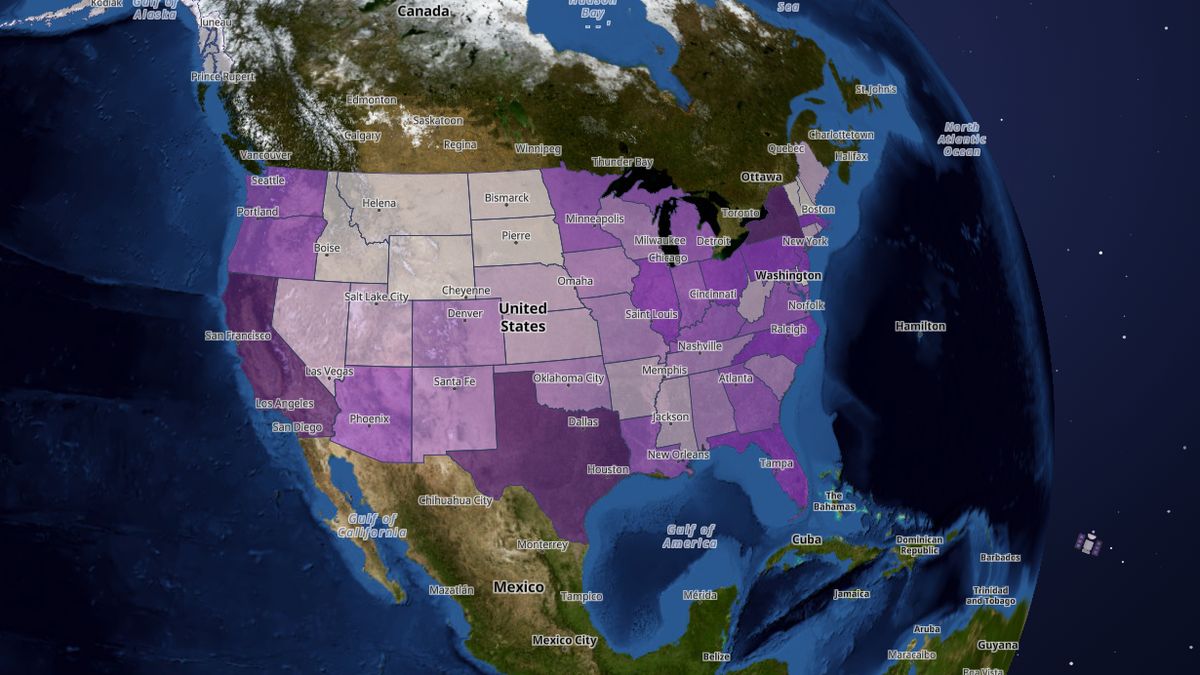 Public welfare spending (state + local) on the Map the Block map of the United States