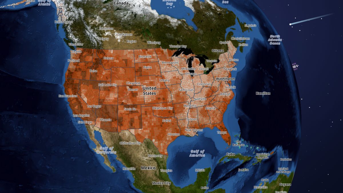 Wildfire risk on the Map the Block map of the United States